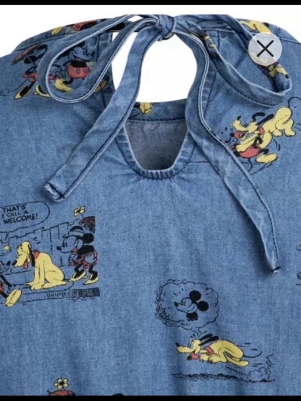 Her Universe Denim Mickey, Minnie Mouse & Pluto Print Dress with Pockets, S, EUC - Picture 2 of 6